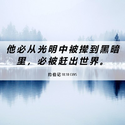 Picture 06 - 约 伯 记 18:18 CUVS - 他 必 从 光 明 中 被 撵 到 黑 暗 里 - Bible Verse Picture