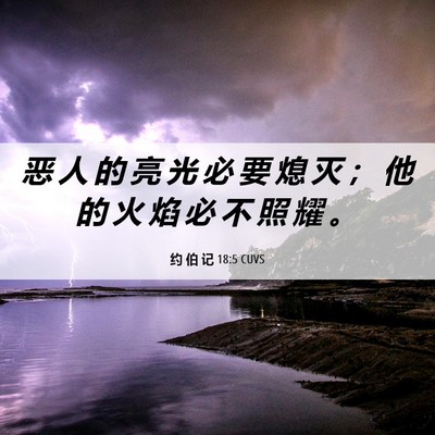 Picture 06 - 约 伯 记 18:5 CUVS - 恶 人 的 亮 光 必 要 熄 灭 ； 他 的 - Bible Verse Picture