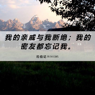 Picture 06 - 约 伯 记 19:14 CUVS - 我 的 亲 戚 与 我 断 绝 ； 我 的 密 - Bible Verse Picture
