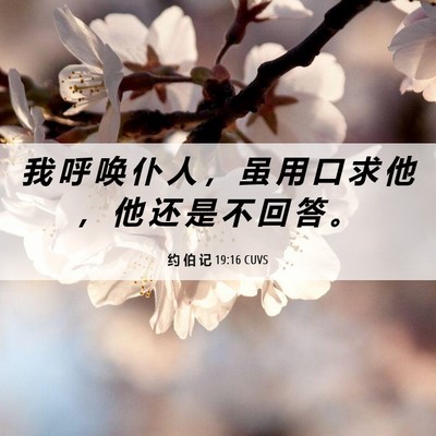 Picture 06 - 约 伯 记 19:16 CUVS - 我 呼 唤 仆 人 ， 虽 用 口 求 他 ， - Bible Verse Picture