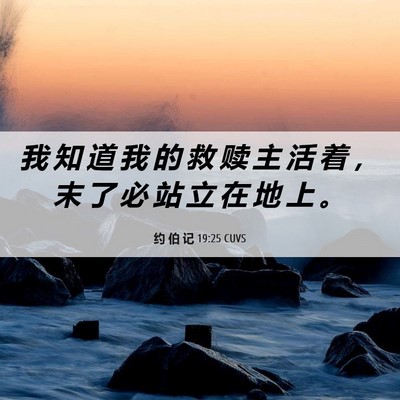 Picture 06 - 约 伯 记 19:25 CUVS - 我 知 道 我 的 救 赎 主 活 着 ， 末 - Bible Verse Picture
