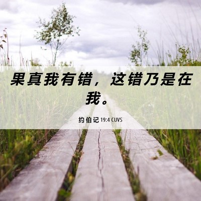 Picture 06 - 约 伯 记 19:4 CUVS - 果 真 我 有 错 ， 这 错 乃 是 在 我 - Bible Verse Picture