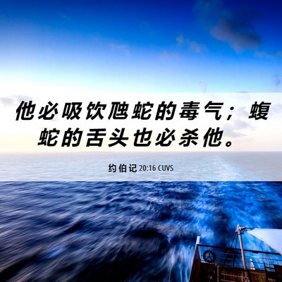 Picture 06 - 约 伯 记 20:16 CUVS - 他 必 吸 饮 虺 蛇 的 毒 气 ； 蝮 蛇 - Bible Verse Picture