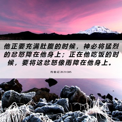 Picture 06 - 约 伯 记 20:23 CUVS - 他 正 要 充 满 肚 腹 的 时 候 ， 神 - Bible Verse Picture