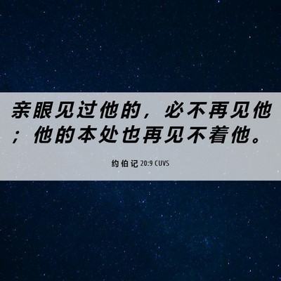 Picture 06 - 约 伯 记 20:9 CUVS - 亲 眼 见 过 他 的 ， 必 不 再 见 他 - Bible Verse Picture