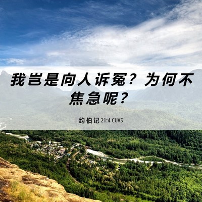Picture 06 - 约 伯 记 21:4 CUVS - 我 岂 是 向 人 诉 冤 ？ 为 何 不 焦 - Bible Verse Picture