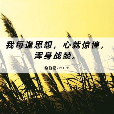 Picture 06 - 约 伯 记 21:6 CUVS - 我 每 逢 思 想 ， 心 就 惊 惶 ， 浑 - Bible Verse Picture