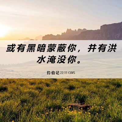 Picture 06 - 约 伯 记 22:11 CUVS - 或 有 黑 暗 蒙 蔽 你 ， 并 有 洪 水 - Bible Verse Picture