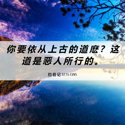 Picture 06 - 约 伯 记 22:15 CUVS - 你 要 依 从 上 古 的 道 麽 ？ 这 道 - Bible Verse Picture