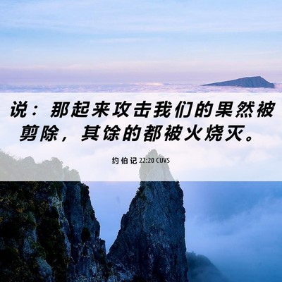 Picture 06 - 约 伯 记 22:20 CUVS - 说 ： 那 起 来 攻 击 我 们 的 果 然 - Bible Verse Picture
