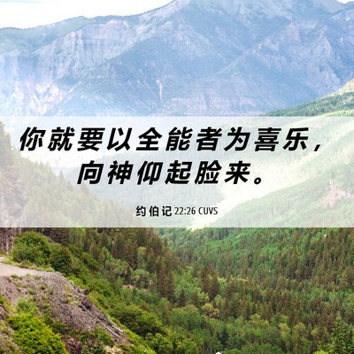 Picture 06 - 约 伯 记 22:26 CUVS - 你 就 要 以 全 能 者 为 喜 乐 ， 向 - Bible Verse Picture