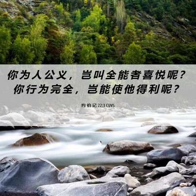 Picture 06 - 约 伯 记 22:3 CUVS - 你 为 人 公 义 ， 岂 叫 全 能 者 喜 - Bible Verse Picture