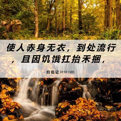 Picture 06 - 约 伯 记 24:10 CUVS - 使 人 赤 身 无 衣 ， 到 处 流 行 ， - Bible Verse Picture