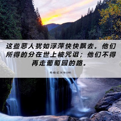 Picture 06 - 约 伯 记 24:18 CUVS - 这 些 恶 人 犹 如 浮 萍 快 快 飘 去 - Bible Verse Picture