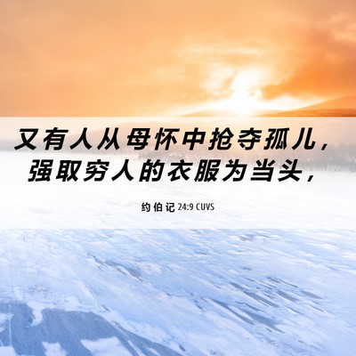 Picture 06 - 约 伯 记 24:9 CUVS - 又 有 人 从 母 怀 中 抢 夺 孤 儿 ， - Bible Verse Picture