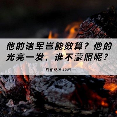 Picture 06 - 约 伯 记 25:3 CUVS - 他 的 诸 军 岂 能 数 算 ？ 他 的 光 - Bible Verse Picture