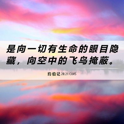 Picture 06 - 约 伯 记 28:21 CUVS - 是 向 一 切 有 生 命 的 眼 目 隐 藏 - Bible Verse Picture