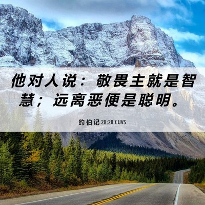 Picture 06 - 约 伯 记 28:28 CUVS - 他 对 人 说 ： 敬 畏 主 就 是 智 慧 - Bible Verse Picture