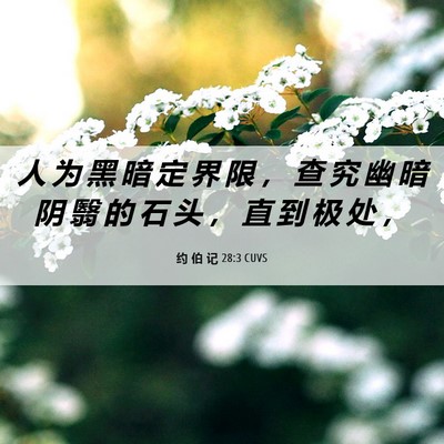 Picture 06 - 约 伯 记 28:3 CUVS - 人 为 黑 暗 定 界 限 ， 查 究 幽 暗 - Bible Verse Picture