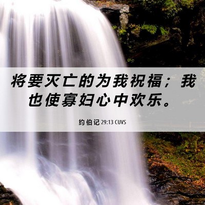 Picture 06 - 约 伯 记 29:13 CUVS - 将 要 灭 亡 的 为 我 祝 福 ； 我 也 - Bible Verse Picture
