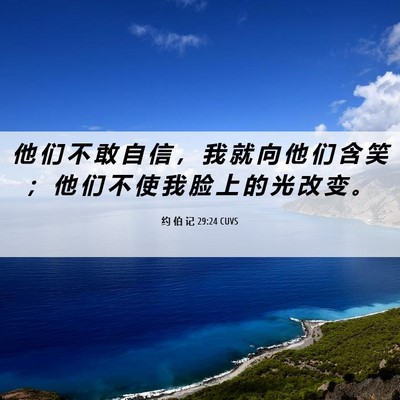 Picture 06 - 约 伯 记 29:24 CUVS - 他 们 不 敢 自 信 ， 我 就 向 他 们 - Bible Verse Picture
