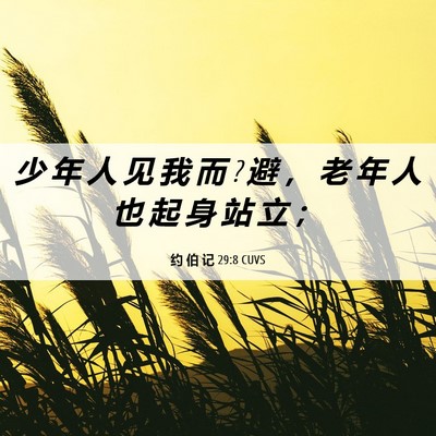 Picture 06 - 约 伯 记 29:8 CUVS - 少 年 人 见 我 而 ? 避 ， 老 年 人 也 - Bible Verse Picture