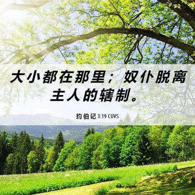 Picture 06 - 约 伯 记 3:19 CUVS - 大 小 都 在 那 里 ； 奴 仆 脱 离 主 - Bible Verse Picture
