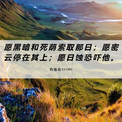 Picture 06 - 约 伯 记 3:5 CUVS - 愿 黑 暗 和 死 荫 索 取 那 日 ； 愿 - Bible Verse Picture