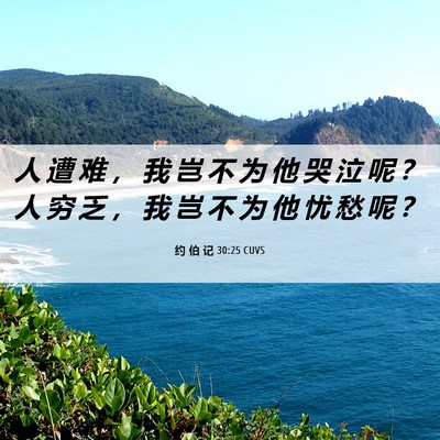 Picture 06 - 约 伯 记 30:25 CUVS - 人 遭 难 ， 我 岂 不 为 他 哭 泣 呢 - Bible Verse Picture