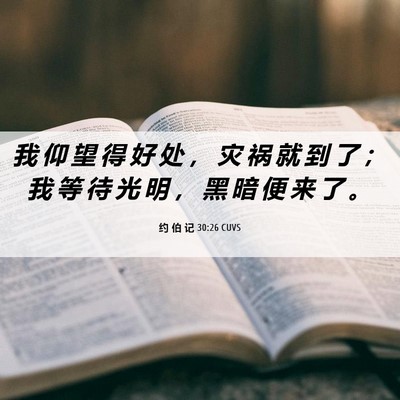 Picture 06 - 约 伯 记 30:26 CUVS - 我 仰 望 得 好 处 ， 灾 祸 就 到 了 - Bible Verse Picture