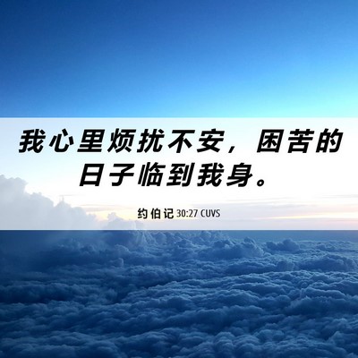 Picture 06 - 约 伯 记 30:27 CUVS - 我 心 里 烦 扰 不 安 ， 困 苦 的 日 - Bible Verse Picture