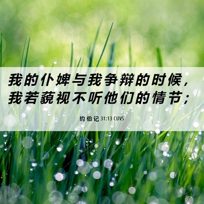 Picture 06 - 约 伯 记 31:13 CUVS - 我 的 仆 婢 与 我 争 辩 的 时 候 ， - Bible Verse Picture