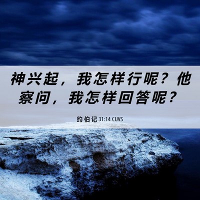 Picture 06 - 约 伯 记 31:14 CUVS - 神 兴 起 ， 我 怎 样 行 呢 ？ 他 察 - Bible Verse Picture
