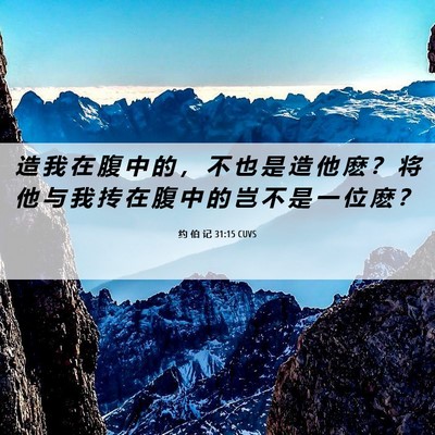 Picture 06 - 约 伯 记 31:15 CUVS - 造 我 在 腹 中 的 ， 不 也 是 造 他 - Bible Verse Picture