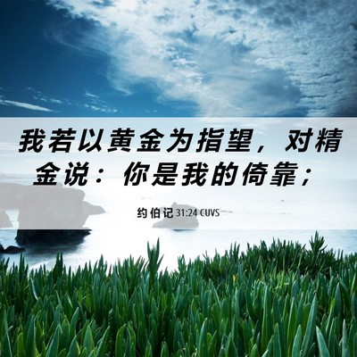 Picture 06 - 约 伯 记 31:24 CUVS - 我 若 以 黄 金 为 指 望 ， 对 精 金 - Bible Verse Picture