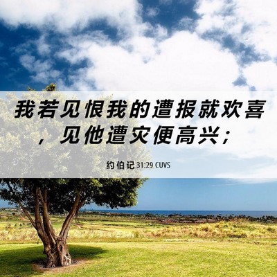 Picture 06 - 约 伯 记 31:29 CUVS - 我 若 见 恨 我 的 遭 报 就 欢 喜 ， - Bible Verse Picture