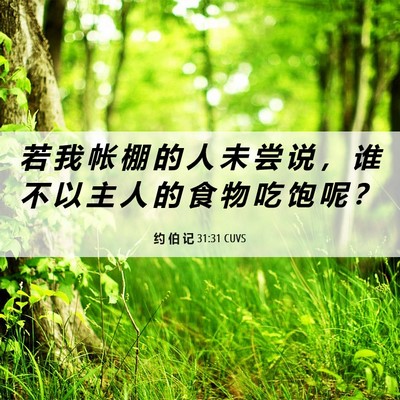 Picture 06 - 约 伯 记 31:31 CUVS - 若 我 帐 棚 的 人 未 尝 说 ， 谁 不 - Bible Verse Picture