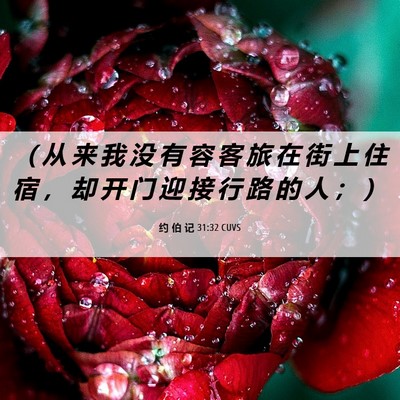 Picture 06 - 约 伯 记 31:32 CUVS - （ 从 来 我 没 有 容 客 旅 在 街 上 - Bible Verse Picture