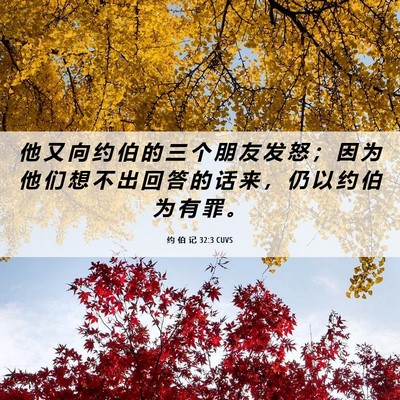 Picture 06 - 约 伯 记 32:3 CUVS - 他 又 向 约 伯 的 三 个 朋 友 发 怒 - Bible Verse Picture