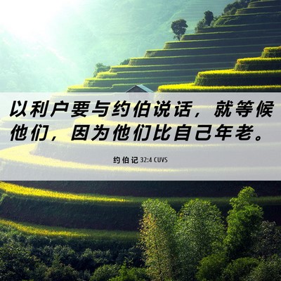 Picture 06 - 约 伯 记 32:4 CUVS - 以 利 户 要 与 约 伯 说 话 ， 就 等 - Bible Verse Picture