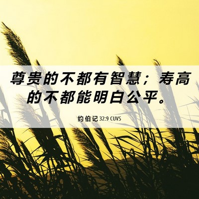Picture 06 - 约 伯 记 32:9 CUVS - 尊 贵 的 不 都 有 智 慧 ； 寿 高 的 - Bible Verse Picture