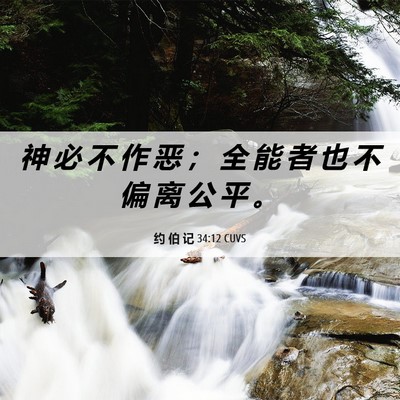 Picture 06 - 约 伯 记 34:12 CUVS - 神 必 不 作 恶 ； 全 能 者 也 不 偏 - Bible Verse Picture