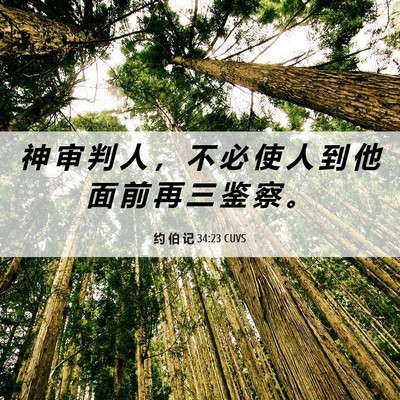 Picture 06 - 约 伯 记 34:23 CUVS - 神 审 判 人 ， 不 必 使 人 到 他 面 - Bible Verse Picture