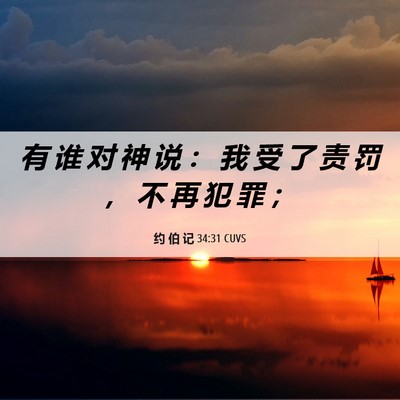 Picture 06 - 约 伯 记 34:31 CUVS - 有 谁 对 神 说 ： 我 受 了 责 罚 ， - Bible Verse Picture