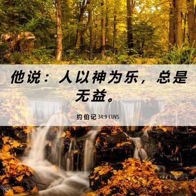 Picture 06 - 约 伯 记 34:9 CUVS - 他 说 ： 人 以 神 为 乐 ， 总 是 无 - Bible Verse Picture