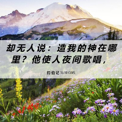 Picture 06 - 约 伯 记 35:10 CUVS - 却 无 人 说 ： 造 我 的 神 在 哪 里 - Bible Verse Picture