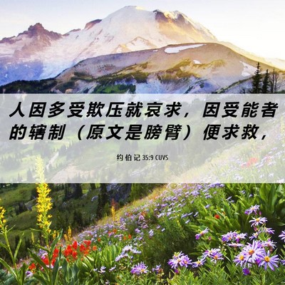 Picture 06 - 约 伯 记 35:9 CUVS - 人 因 多 受 欺 压 就 哀 求 ， 因 受 - Bible Verse Picture