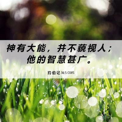 Picture 06 - 约 伯 记 36:5 CUVS - 神 有 大 能 ， 并 不 藐 视 人 ； 他 - Bible Verse Picture