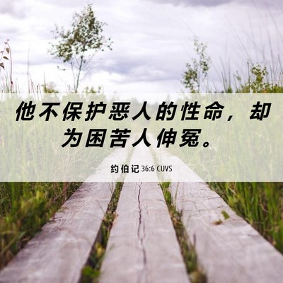 Picture 06 - 约 伯 记 36:6 CUVS - 他 不 保 护 恶 人 的 性 命 ， 却 为 - Bible Verse Picture