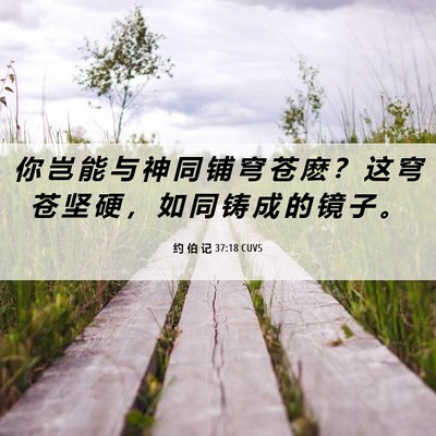 Picture 06 - 约 伯 记 37:18 CUVS - 你 岂 能 与 神 同 铺 穹 苍 麽 ？ 这 - Bible Verse Picture